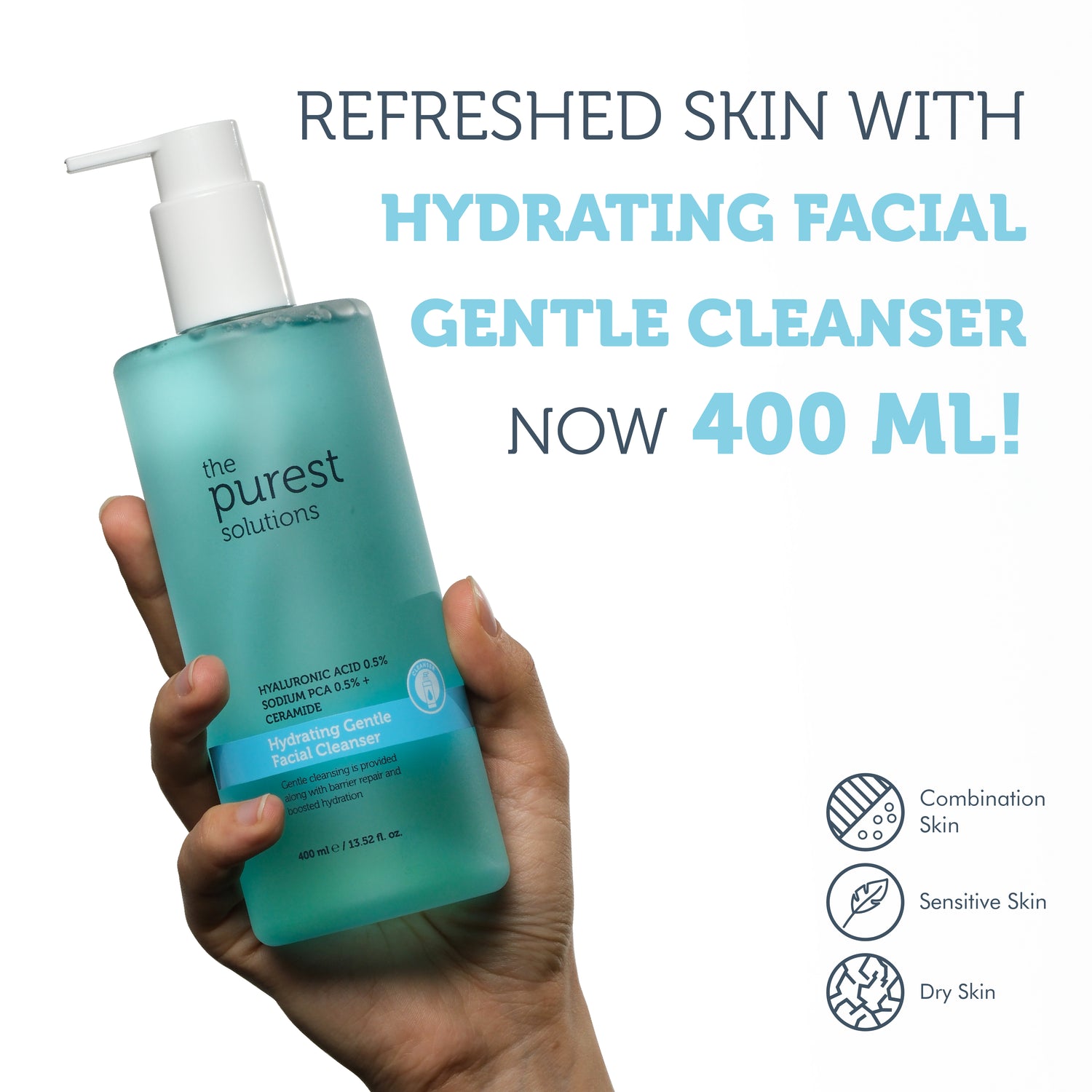 Moisturizing and Barrier Repair Facial Cleansing Gel with Hyaluronic Acid for Dry and Combination Skin 400 Ml