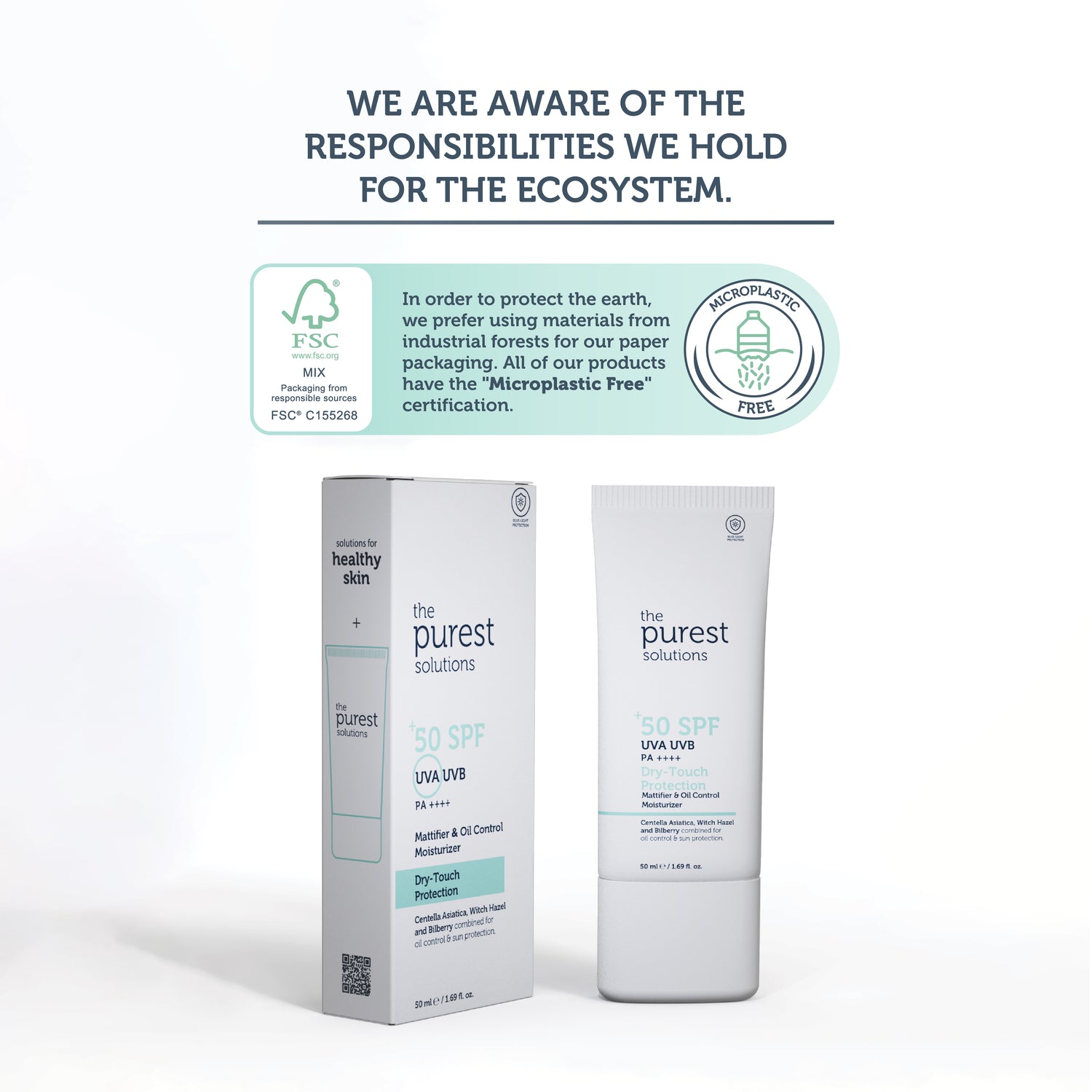 Mattifying Dry-Touch Sunscreen Cream for Oily and Combination Skin, SPF 50, 50 Ml.