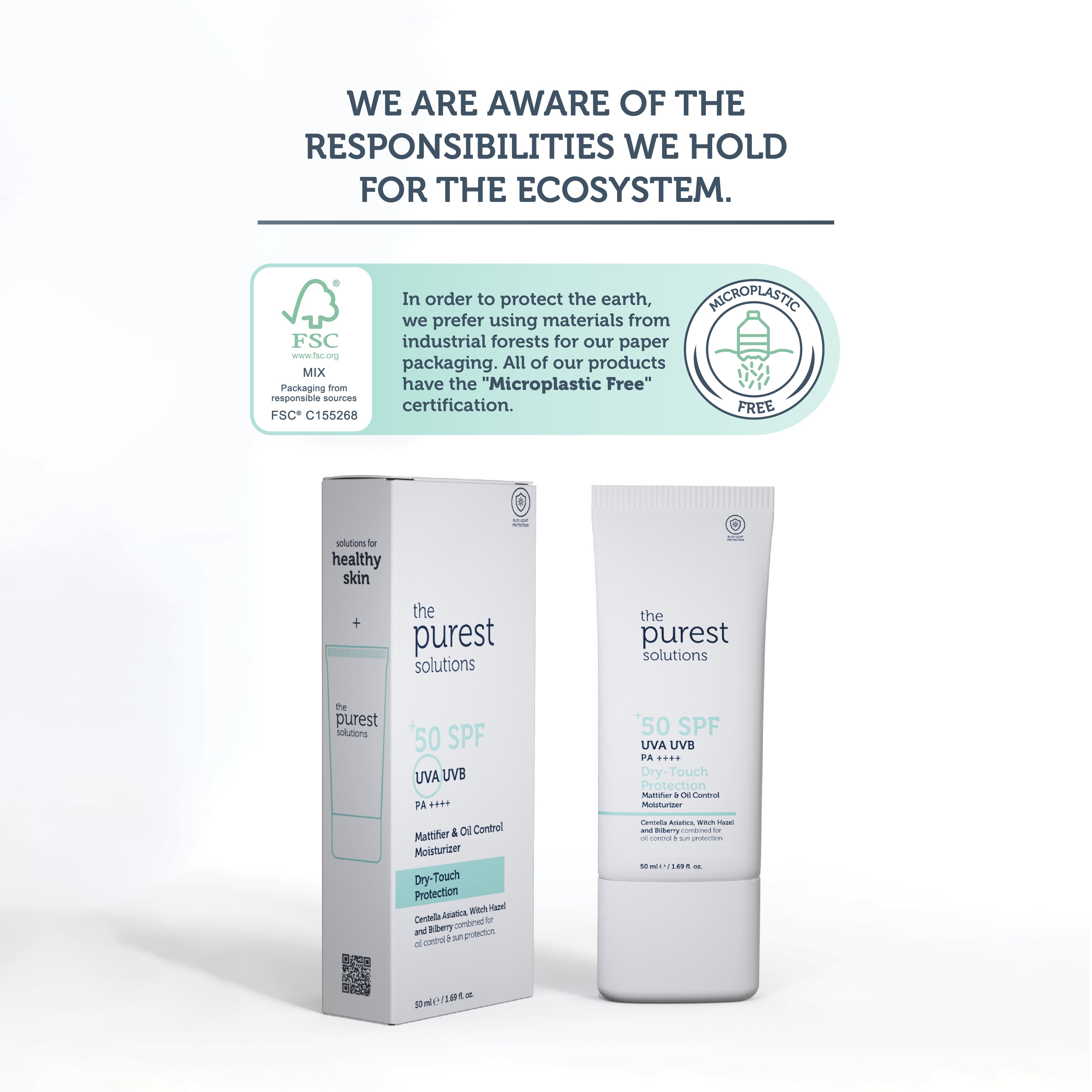 Mattifying Dry-Touch Sunscreen Cream for Oily and Combination Skin, SPF 50, 50 Ml.