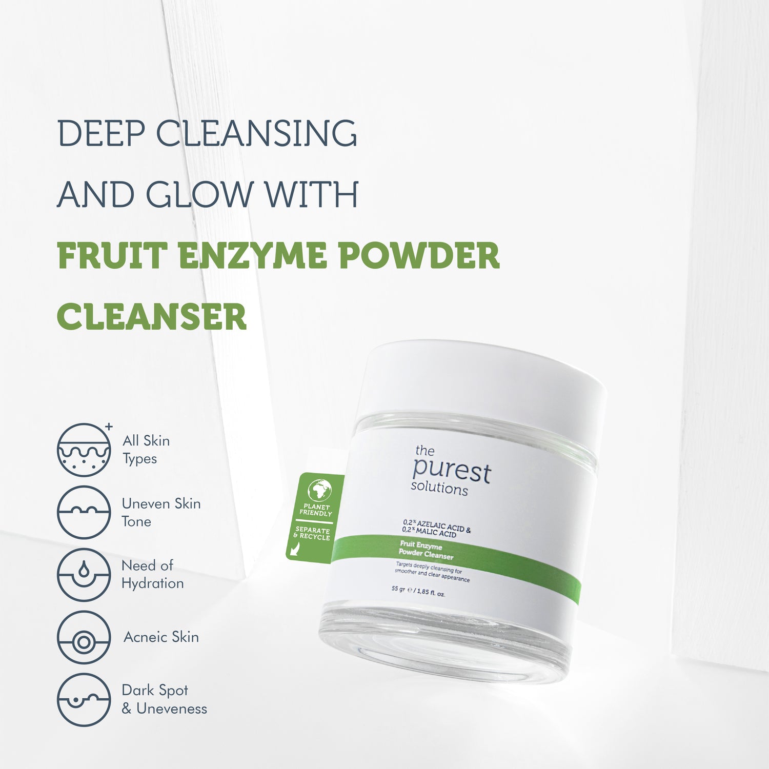 Azelaic Acid and Malic Acid Enzyme Powder Cleanser 55 Gr