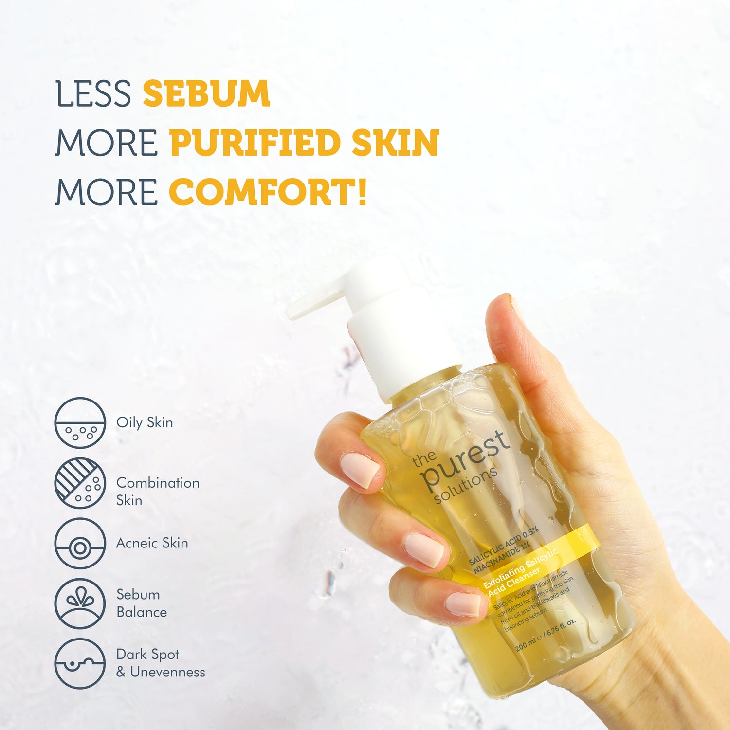 Anti-Acne and Anti-Blackheads Purifying Cleansing Gel with Salicylic Acid for Oily and Combination Skin 200 Ml