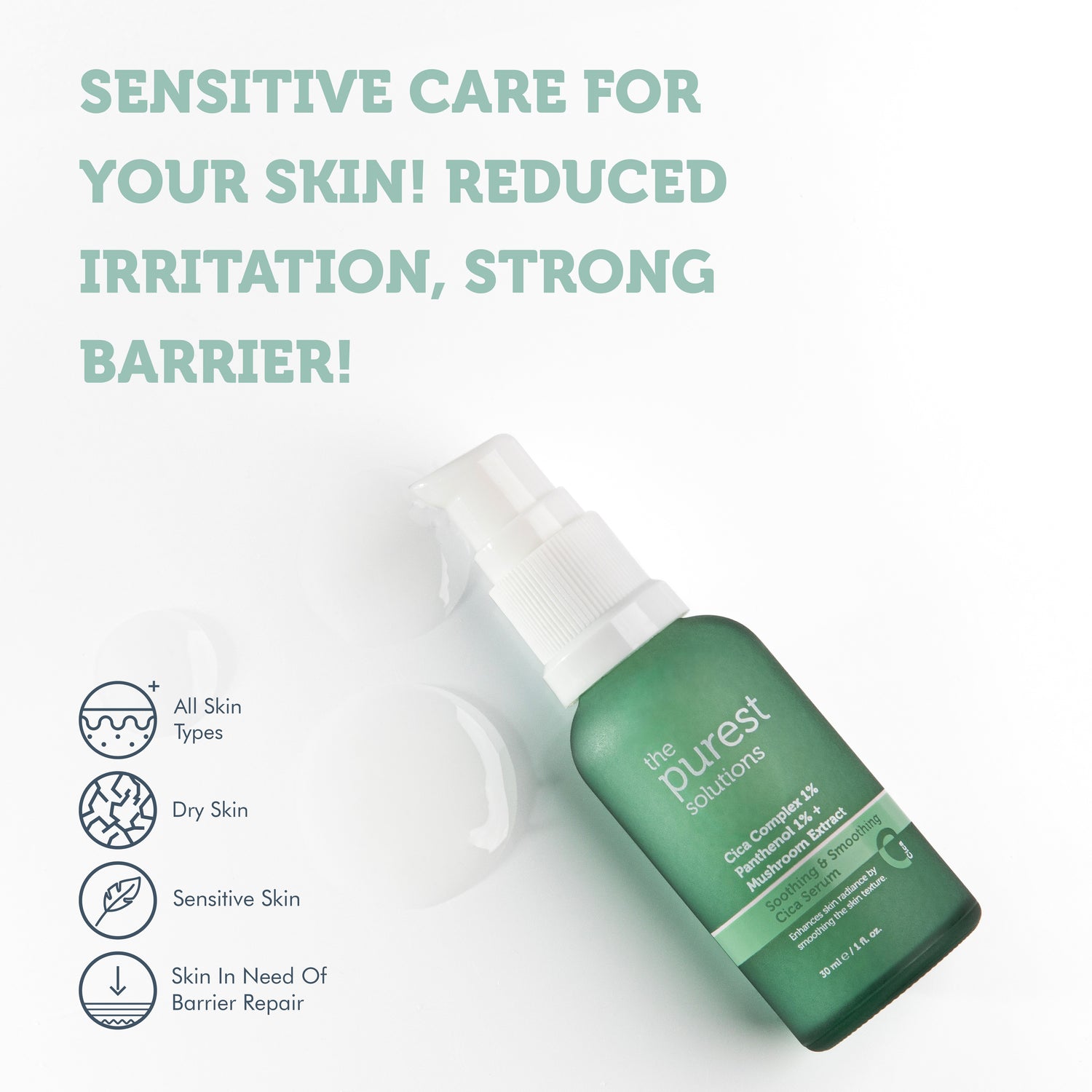Soothing & Smoothing Cica Serum / Anti-Redness and Barrier Repair Cica Serum for Sensitive Skin 30 ml