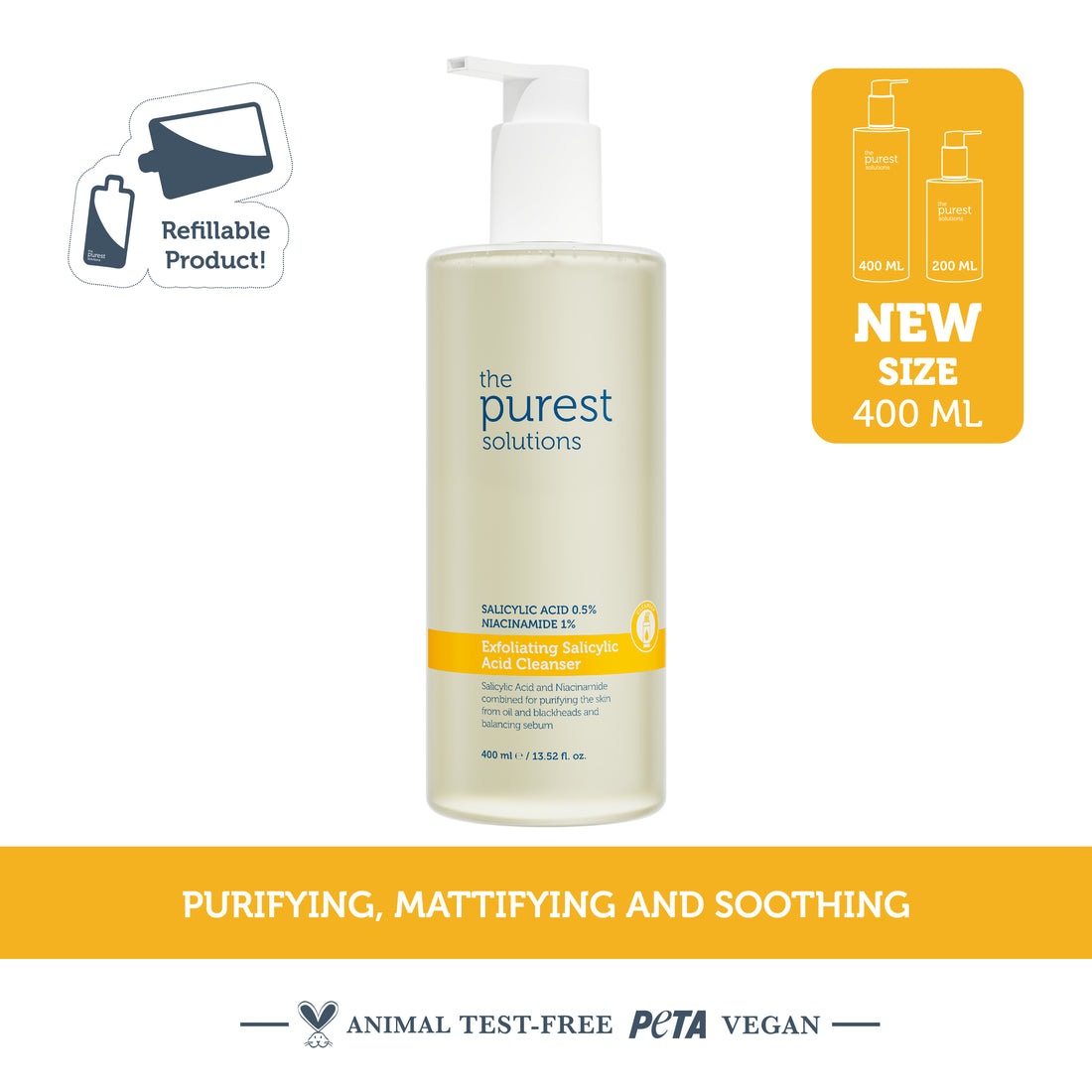 Anti-Acne and Anti-Blackheads Purifying Cleansing Gel with Salicylic Acid for Oily and Combination Skin 400 Ml