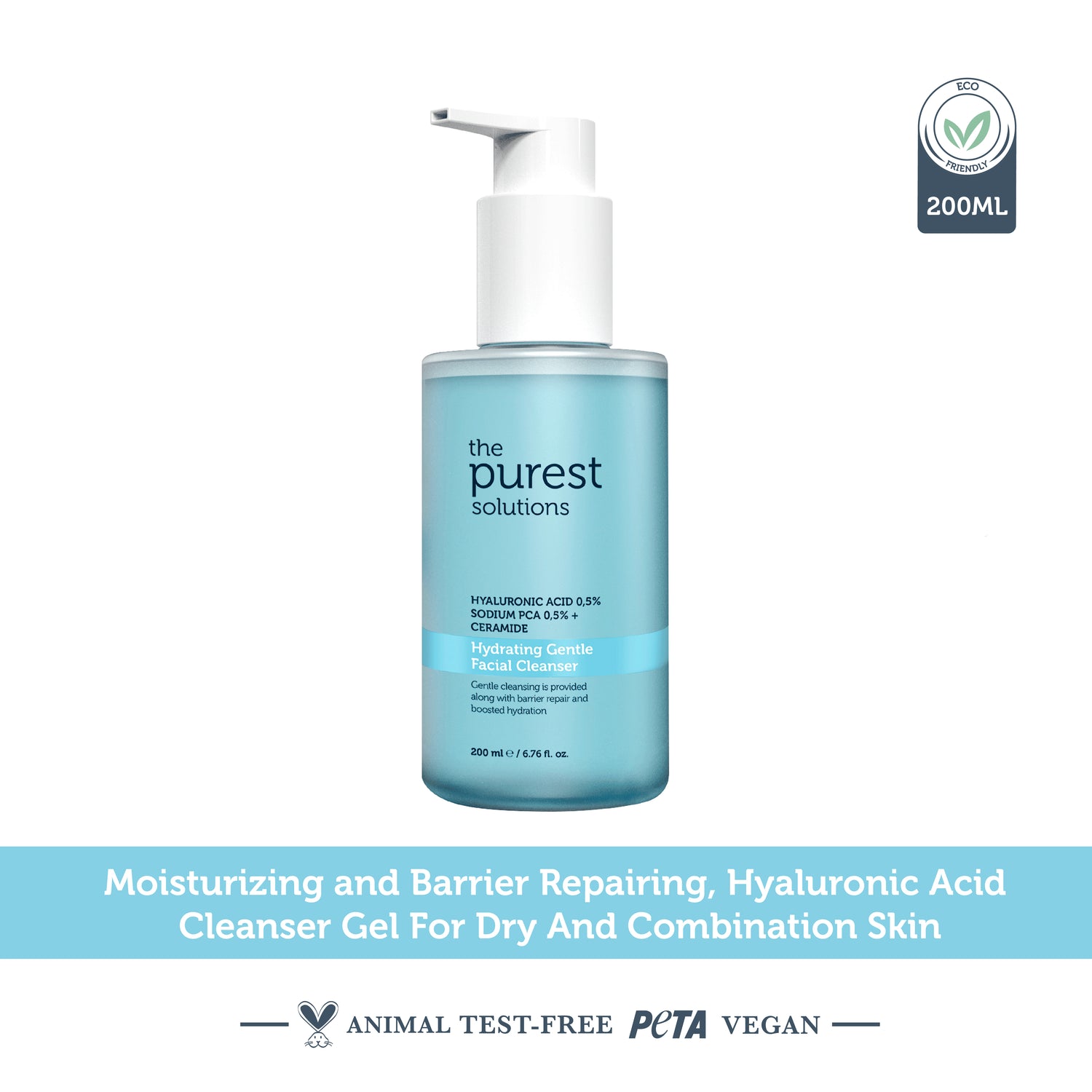 Moisturizing and Barrier Repair Facial Cleansing Gel with Hyaluronic Acid for Dry and Combination Skin 200 Ml