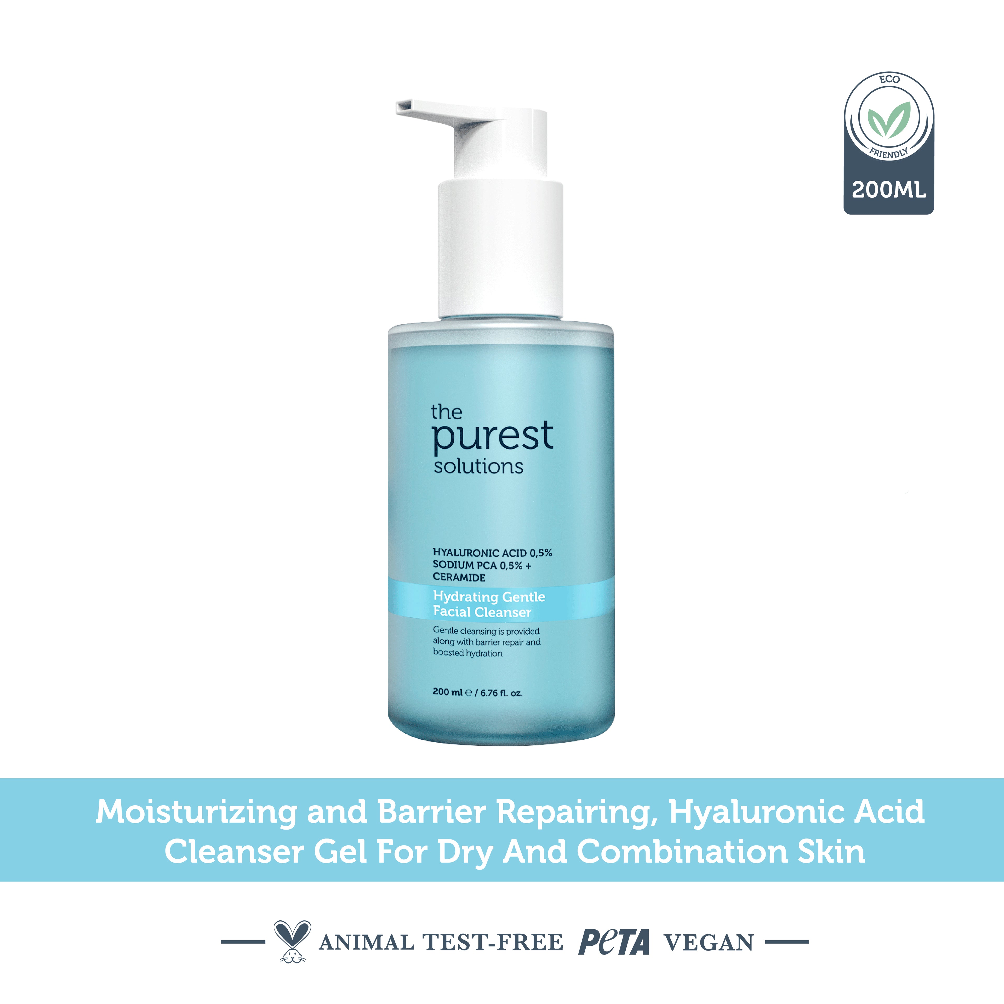 Moisturizing and Barrier Repair Facial Cleansing Gel with Hyaluronic Acid for Dry and Combination Skin 200 Ml