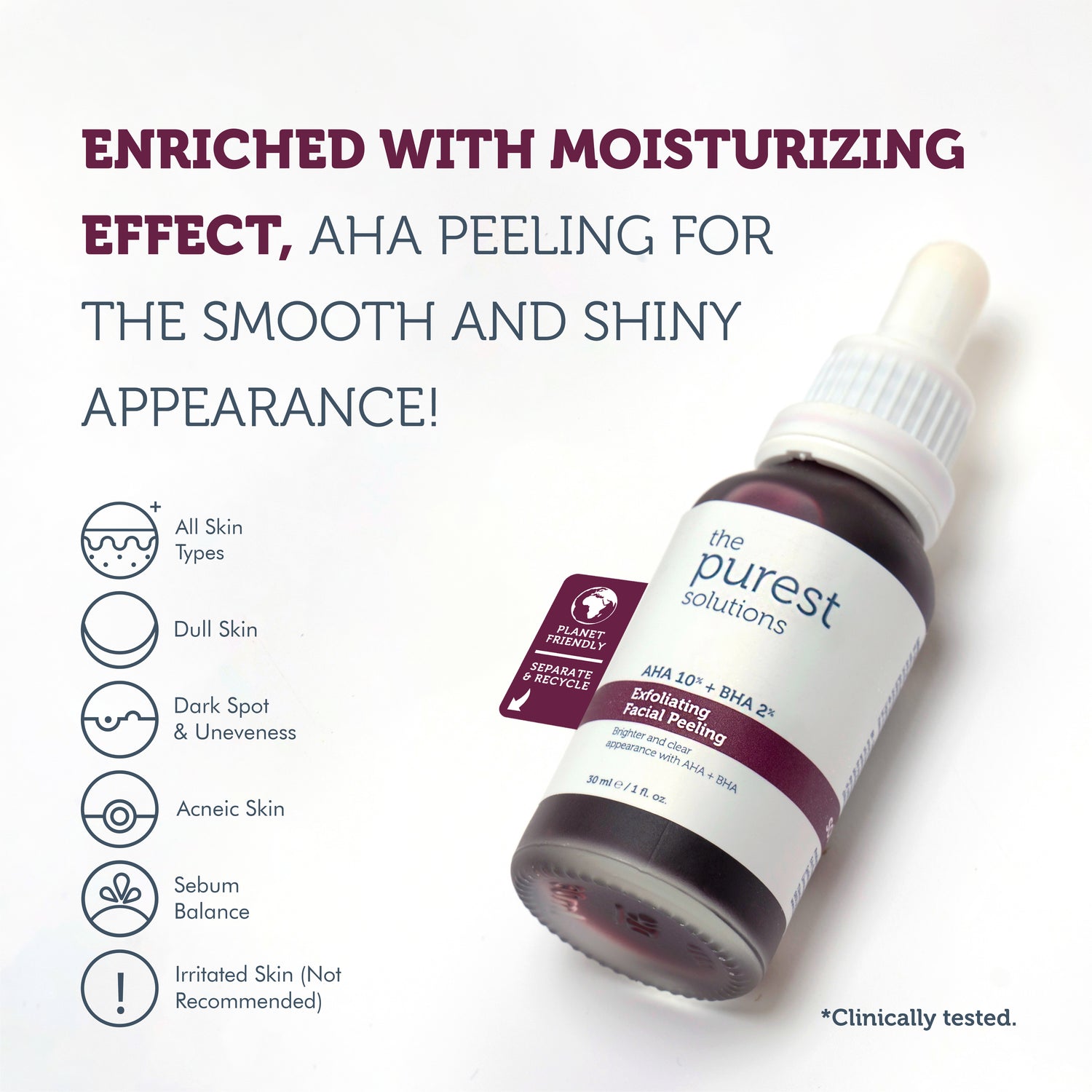 AHA &amp; BHA Revitalizing and Skin Tone Equalizing Red Peeling Skin Serum 30 Ml