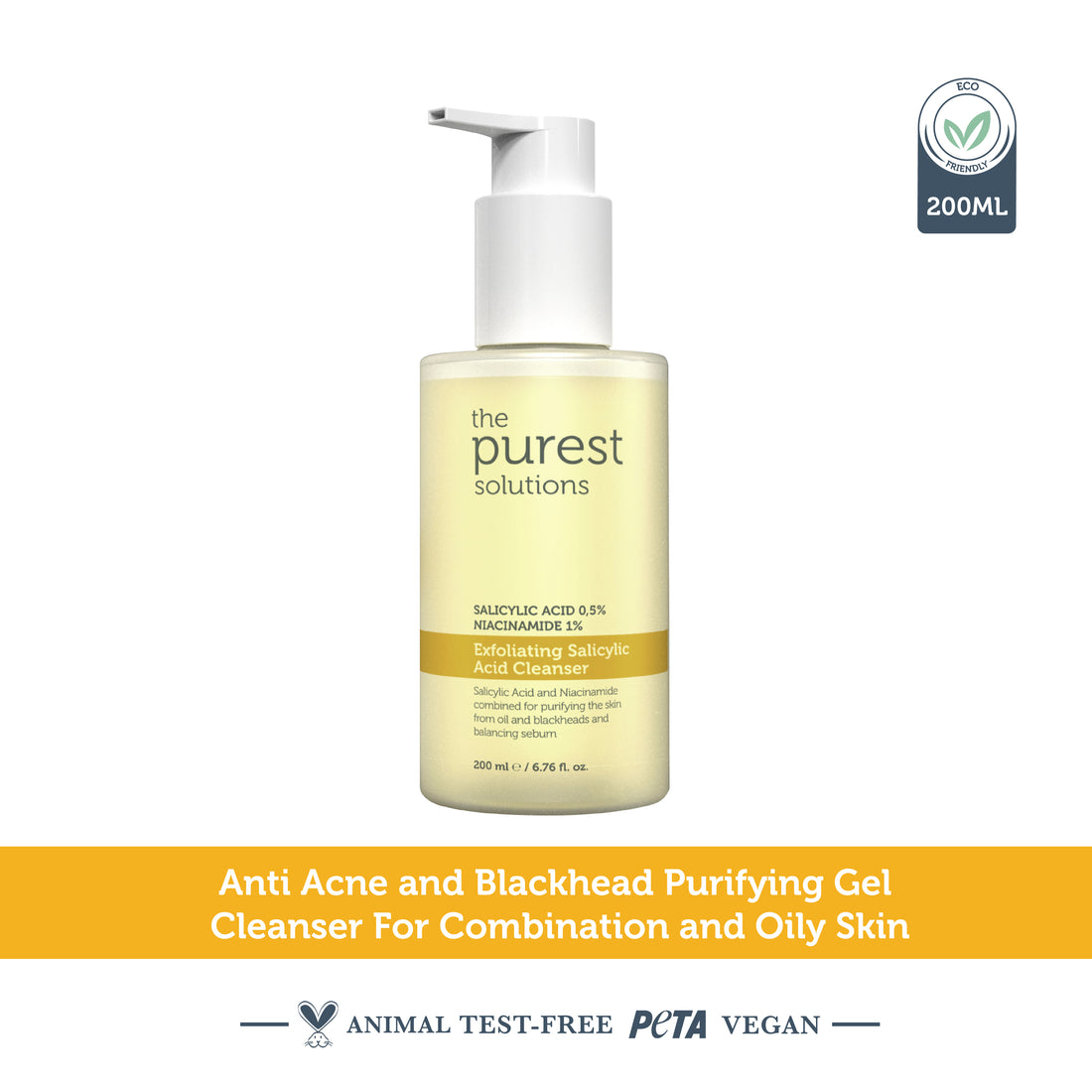 Anti-Acne and Anti-Blackheads Purifying Cleansing Gel with Salicylic Acid for Oily and Combination Skin 200 Ml