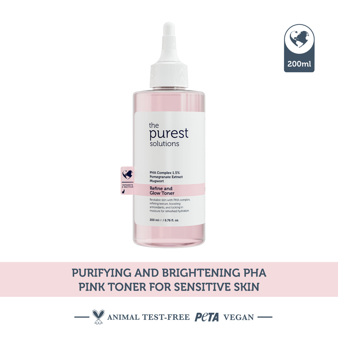 Purifying and Brightening PHA Pink Toner for Sensitive Skin